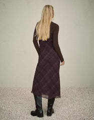 Chiffon blond lace midi dress