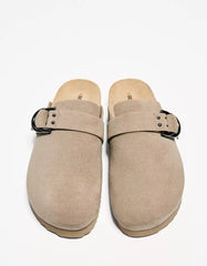 Buckled clogs with stud details