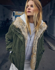 Faux fur collar jacket