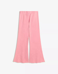 Plush flared pants with frayed hems