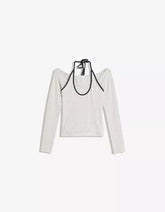Long sleeve halter neck T-shirt