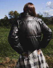 Leather effect puffer jacket