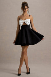 Yasmina | Black & White Bow Skater Mini Dress