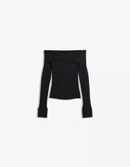 Textured Bardot neck sweater
