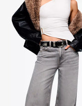 Faux leather studded belt