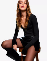 Long sleeve T-shirt with gathering