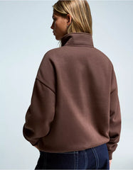 Printed zip-up neck sweatshirt