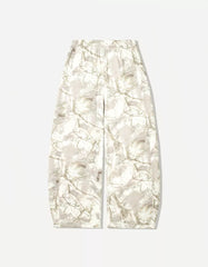 Printed plush barrel pants