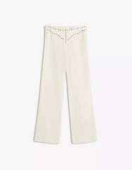 Studded waist pants with zipper