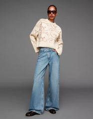 Printed jacquard sweater