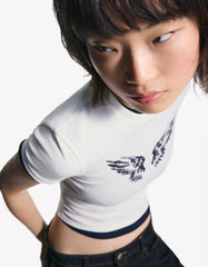 Short sleeve studded print T-shirt