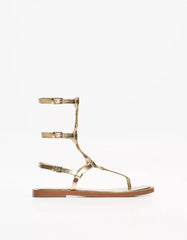 Flat slider sandals with buckles