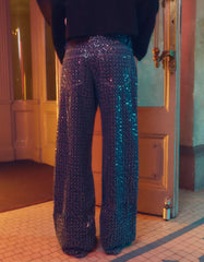 Sequinned Wide-Leg Jeans