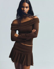 Textured metallic thread mini skirt