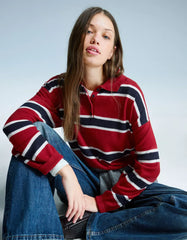 Sweater with polo collar