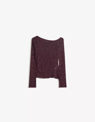 Long sleeve blonde lace top