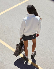 Printed zip-up neck sweatshirt