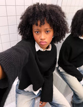 Oversized sweater with ribbed hem