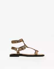 Flat slider sandals with buckles