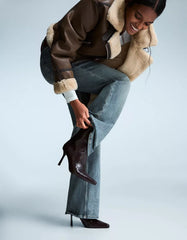 Engraved heel ankle boot