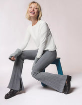 Cable-knit flared pants