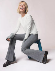 Cable-knit flared pants