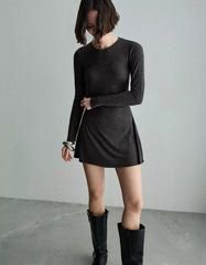 Gathered long sleeve mini dress