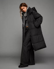 Long puffer coat with hood