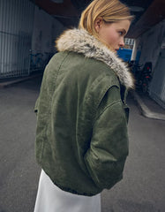 Faux fur collar jacket