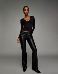 Leather effect bootcut pants
