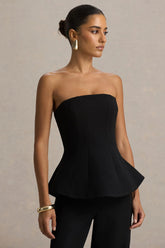 Gifted | Black Bandeau-Neck Corset Top