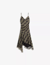 Check strappy tulle midi dress