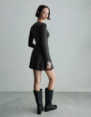 Gathered long sleeve mini dress