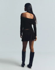 Textured metallic thread mini skirt