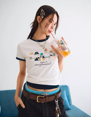 Mofusand print short sleeve T-shirt