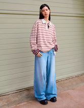 Long sleeve T-shirt with polo collar