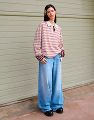 Long sleeve T-shirt with polo collar