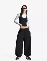 Plush barrel pants with stoppers