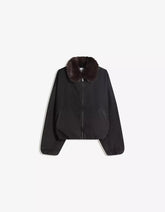 Denim jacket with faux fur collar