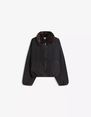 Denim jacket with faux fur collar