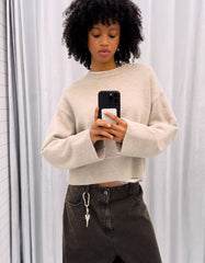 Oversized sweater with ribbed hem