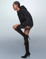 Fabric high-heel boots