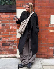 Long drop-shoulder coat