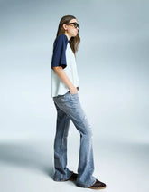 Flared baggy jeans with zippers