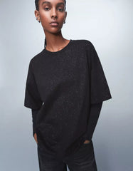 Oversize short sleeve glitter T-shirt