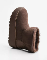 Platform ankle boots with faux fur lining
