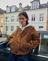 Double-breasted suede leather jacket