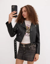 Leather effect biker jacket