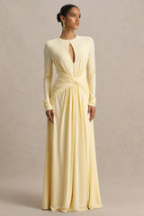 With Me | Lemon High-Neck Maxi Dress With Ruched Detailing