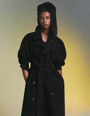 Oversize wool blend coat with belt